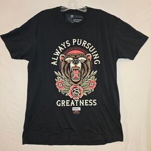 Barbell Apparel Graphic T Large Mens Black Always Pursuing Greatness Bear Shirt